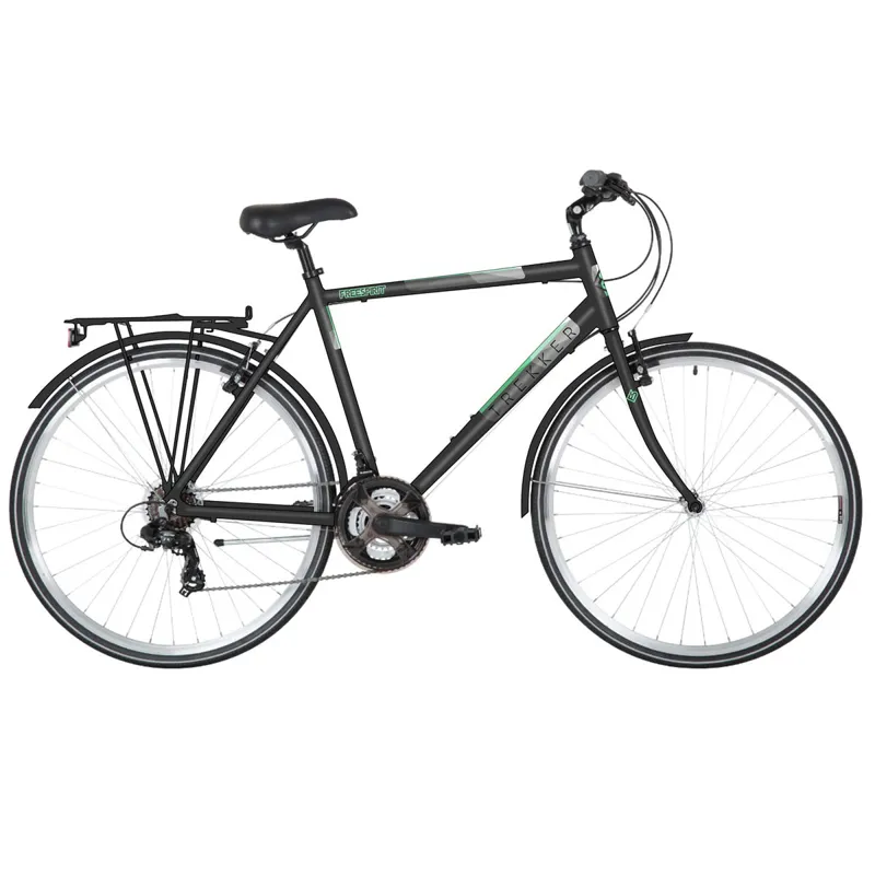 Freespirit Trekker 700c Trekking Bike Black/Grey/ Green Black/Grey